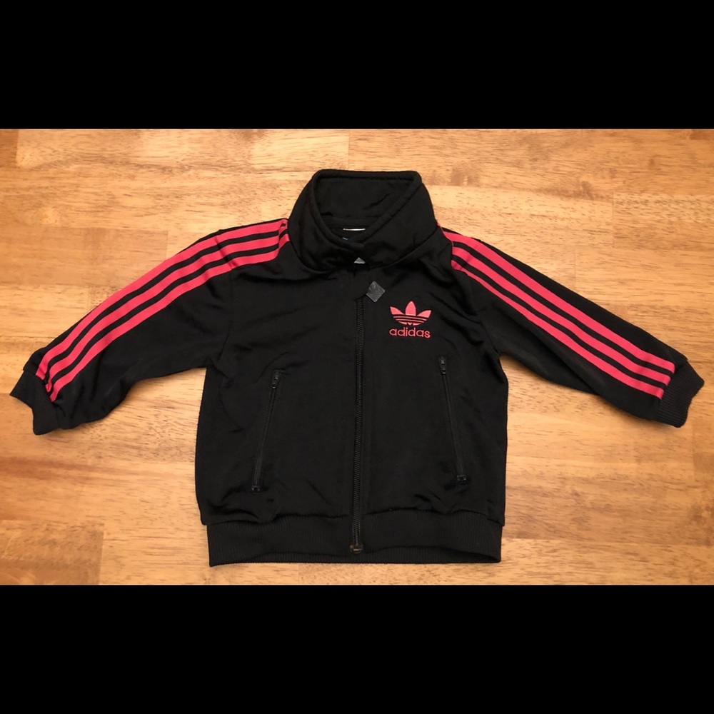 Black and pink toddler adidas jacket